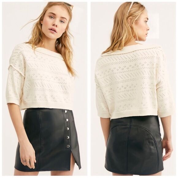 Free People Sandcastle Crop Sweater Size Small - Picture 1 of 12